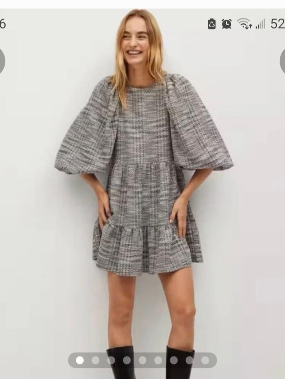 MANGO Tweed Balloon Puff-Sleeve Dress Size Medium